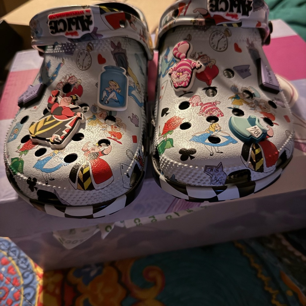 CROCS Black and White Checkered Clogs